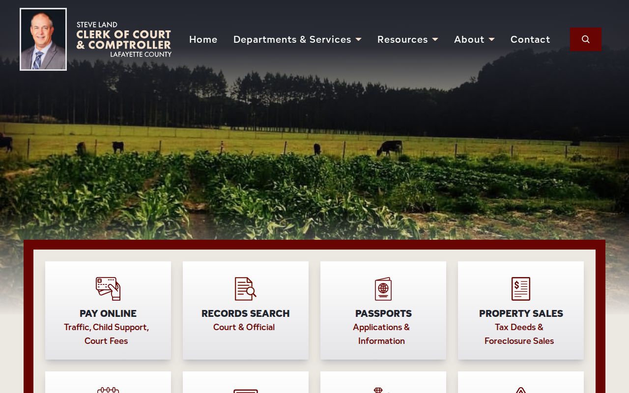 Lafayette County criminal history Clerk homepage