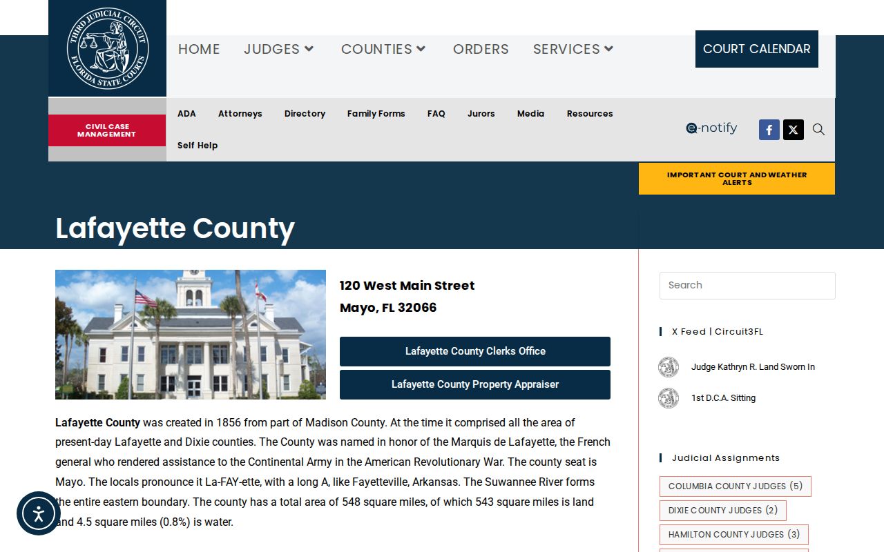 Lafayette County criminal court courthouse in Mayo