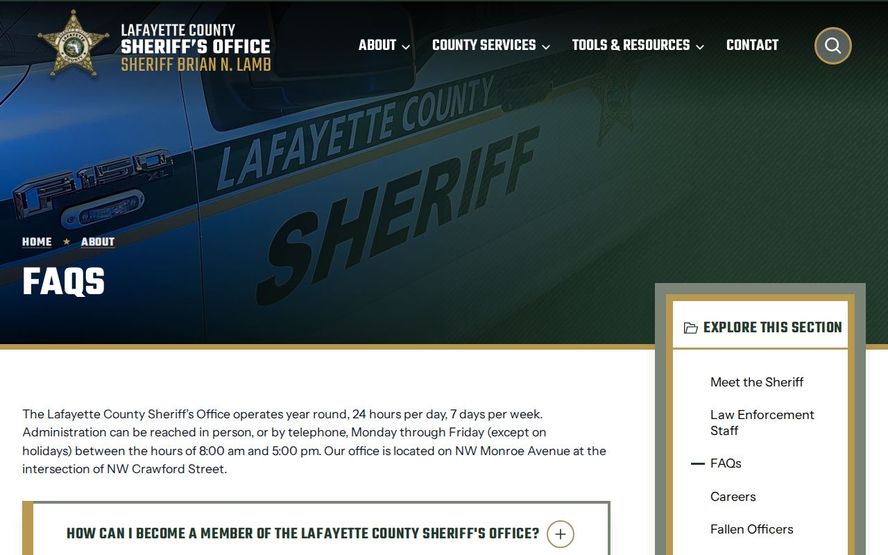 Lafayette Sheriff FAQ with inmate information telephone route