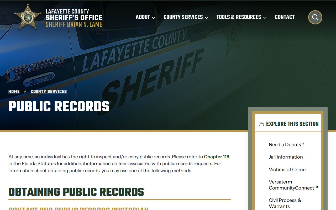 Lafayette Sheriff public records request channels