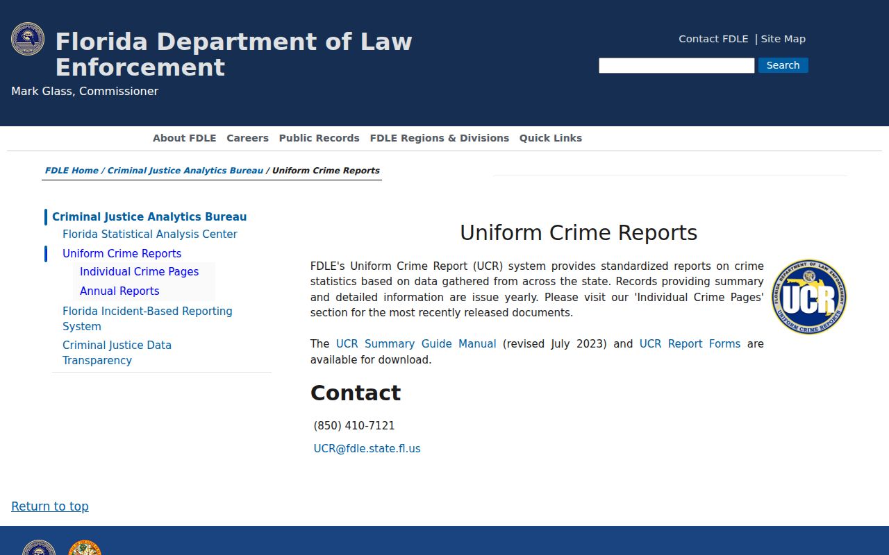 FDLE official crime statistics landing page for interpreting Mayo area data
